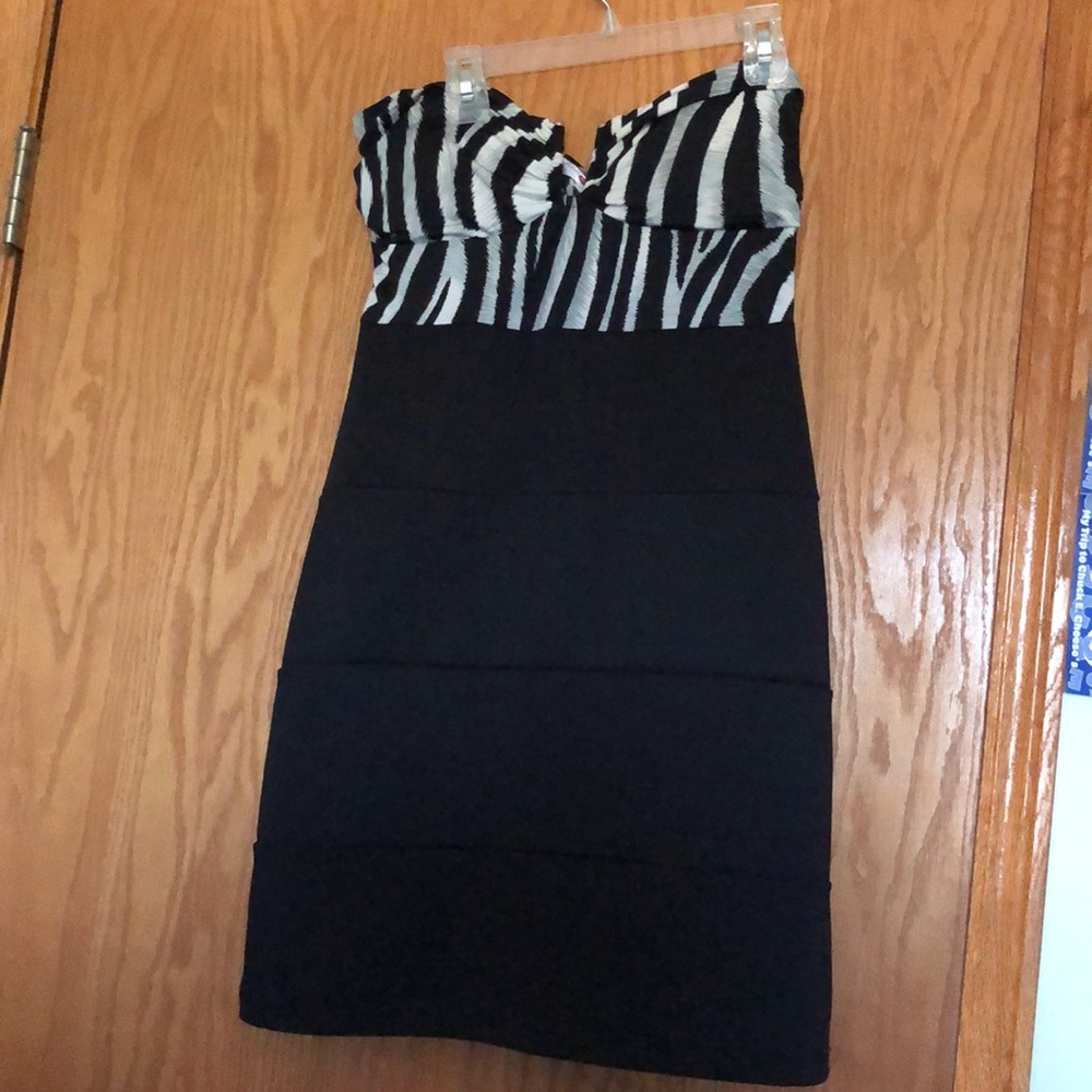 Strapless animal print dress